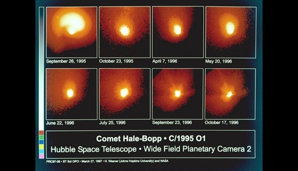 Imágenes del cometa Hale Bopp tomadas por el Telescopio Espacial Hubble.