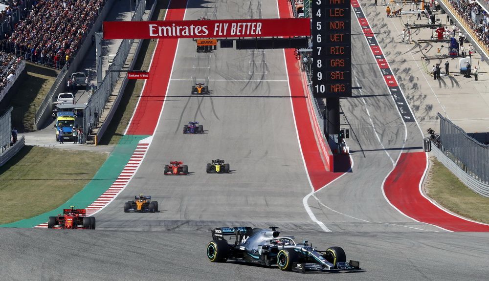 70 veces se ha disputado una carrera de F1 en Estados Unidos. En la imagen: circuito de Austin en 2019