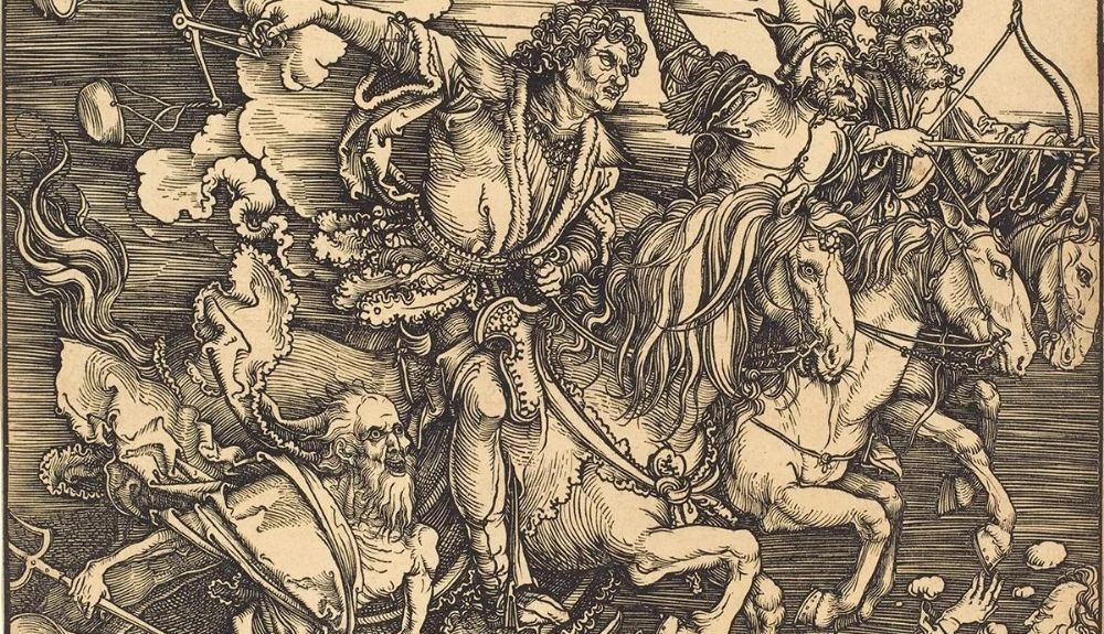 Detalle de Los cuatro jinetes del Apocalipsis, de Alberto Durero.