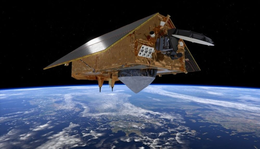 Un satélite de la ESA registrando datos sobre el nivel del mar. Un satélite de la ESA registrando datos sobre el nivel del mar.