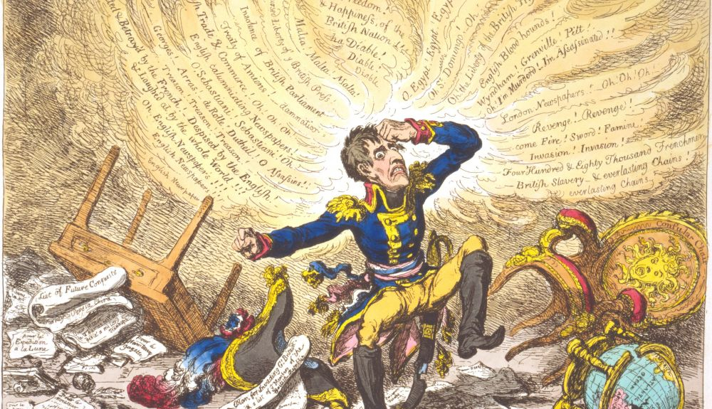 Una de las obras de James Gillray , en la que aaprece Napoleón en medio de una rabieta. Una de las obras de James Gillray , en la que aaprece Napoleón en medio de una rabieta.