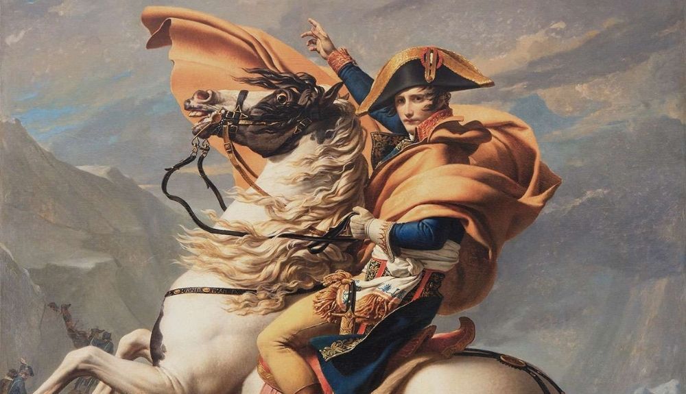 Napoleón cruzando los Alpes, del artista Jacques Louis David.