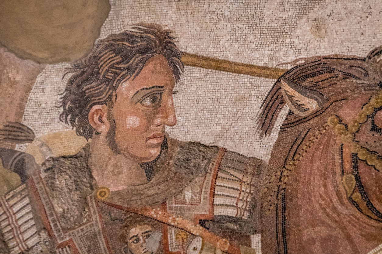 Detalle de un mosaico dedicado a Alejandro Magno.