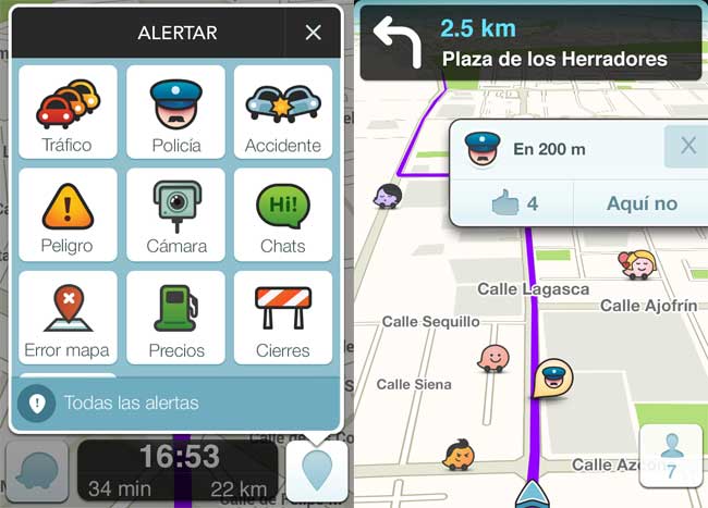 Aviso de policía en Waze