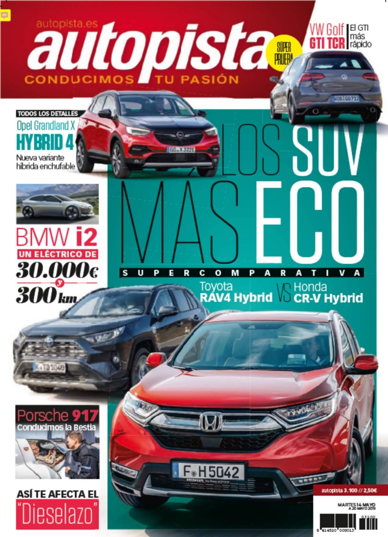 Revista Autopista 3.100: a fondo los SUV híbridos CR-V, RAV4 y Grandland X