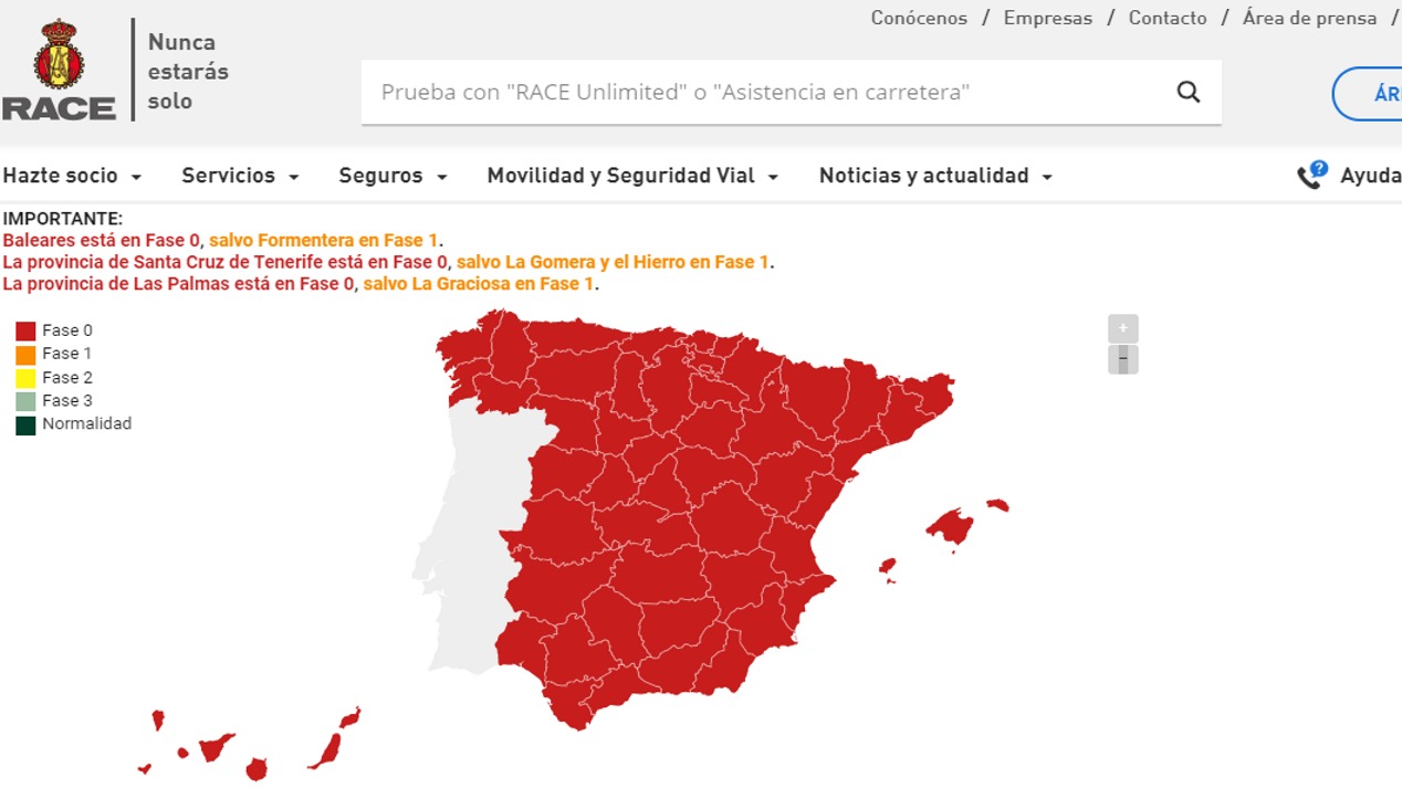 El mapa donde puedes comprobar en qué fase de desescalada está cada provincia