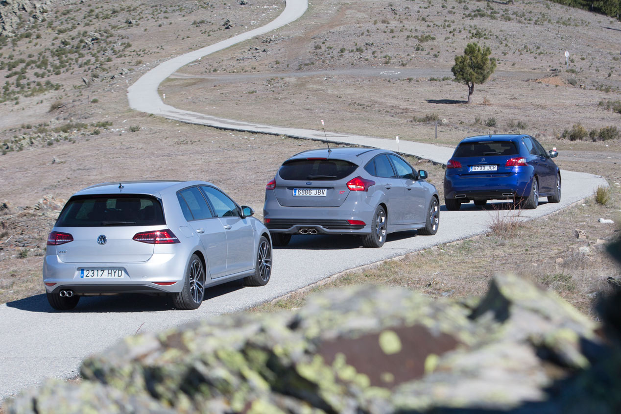 Comparativa: Ford Focus ST 2.0 TDCi vs Peugeot 308 GT BlueHDi 180 y Volkswagen Golf GTD