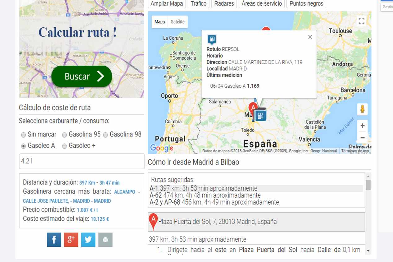 Calcular Ruta